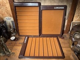 Vintage 3 Longines Uhren-Tabletts mit Gebrauchsspuren