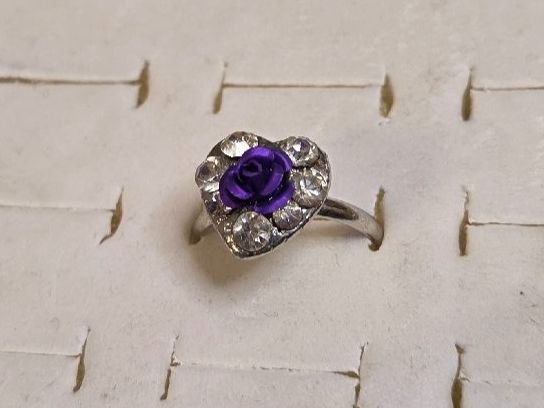 Anelli: Bague Argent Coeur Violet, Ajustable – Nuovo (secondo la descrizione) da Territet venduto da Cenh