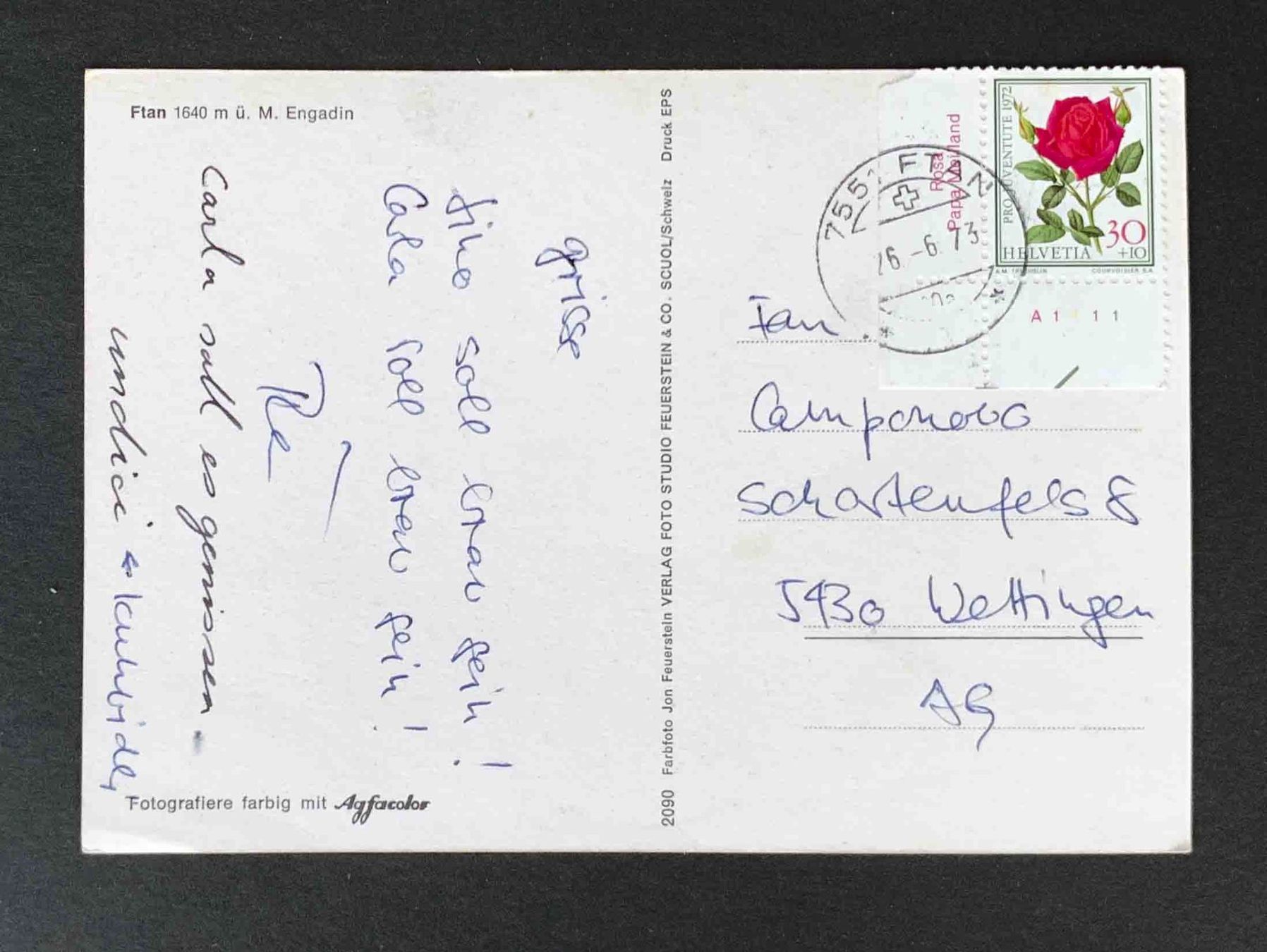 Ansichtskarten: AK Ftan Engadin – Gebraucht aus Goldau von artelier1 1