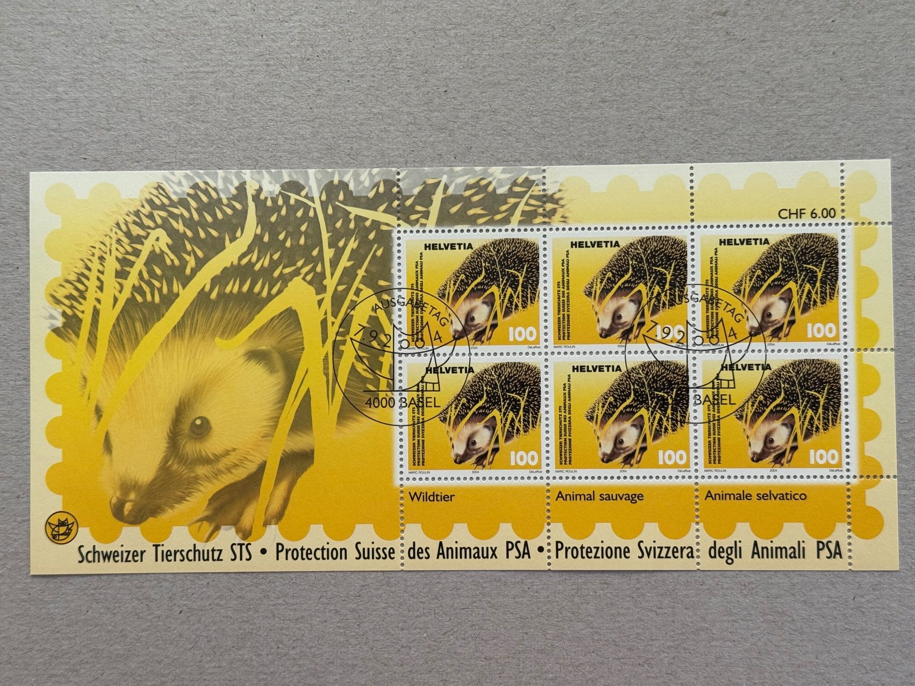 Tutti i francobolli: Bogen Schweizer Tierschutz, Igel, Rp. 100 – Nuovo (secondo la descrizione) da Romanshorn venduto da luxcollect