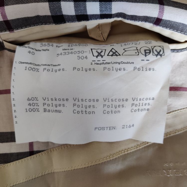 Burberry Giacche: BURBERRY Trenchcoat Mantel Parka Jacke Novacheck Gr.40 – Usato da Zürich venduto da Lotusherz 9