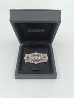 BROSCHE "ART DECO STIL" MIT DIAMANTEN, 950 PLATIN