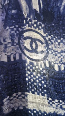 Chanel Schal 100% Seide  blau weiss Vintage Rarität