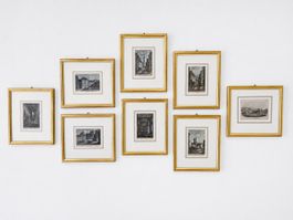 9 gerahmte Stiche von St. Gallen – Vintage Set