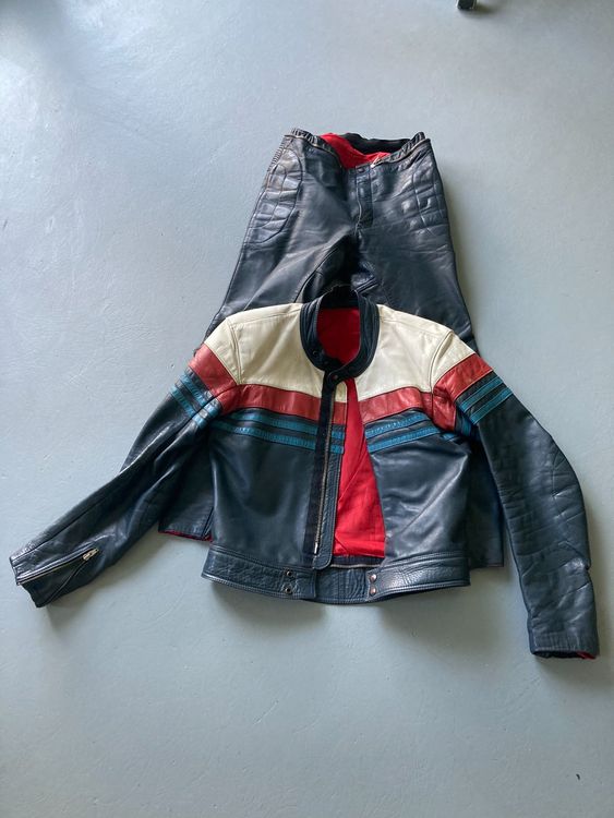 Vintage Leder-Kombi Jacke Hose Grösse L 80er Jahre (Gebraucht