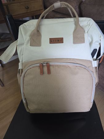Wickeltasche LIINI beige/hellbraun mit integriertem Bettchen