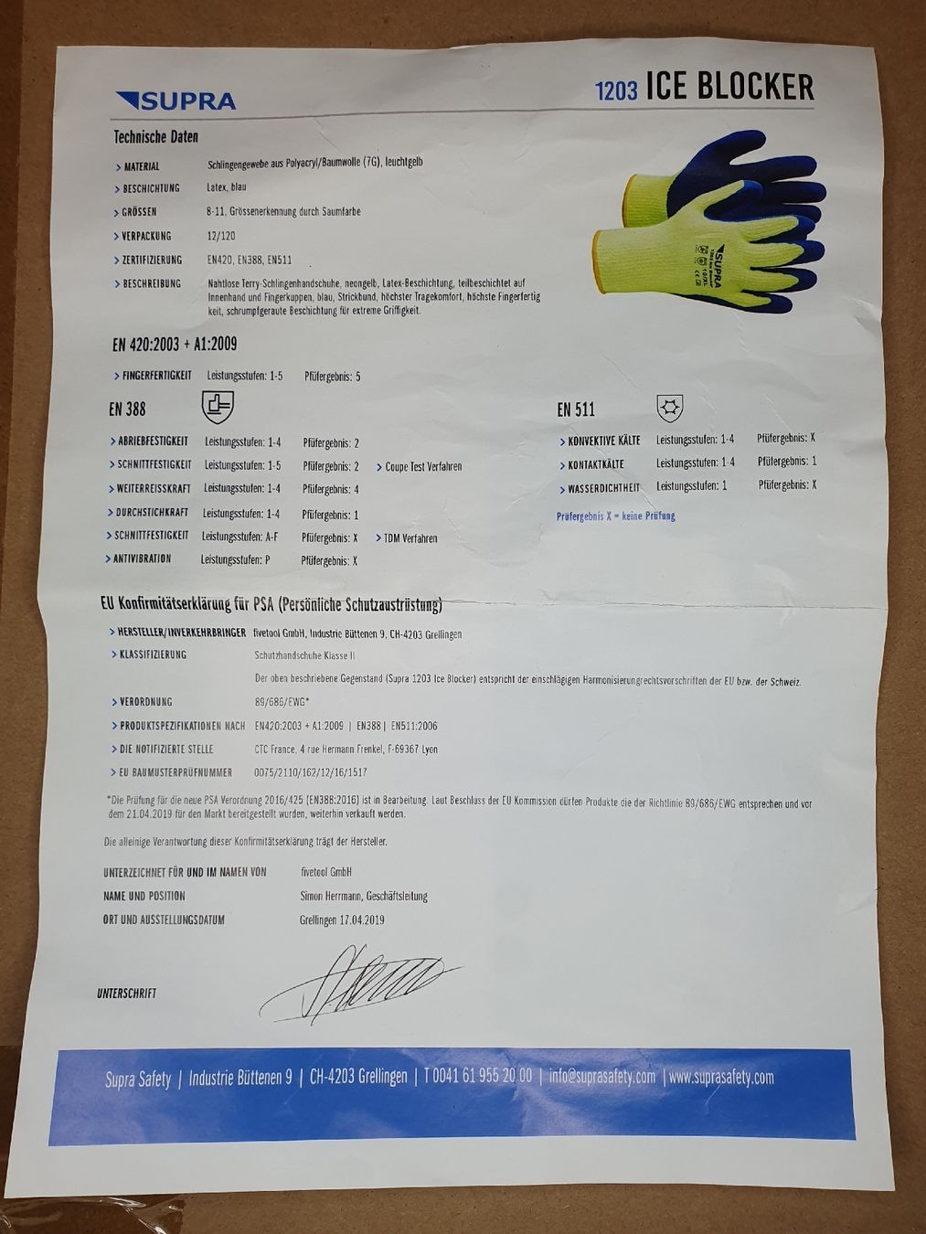 Handschuhe & Handstulpen: Supra Ice Blocker Winterarbeitshandschuhe, Grösse 9/L, 6 St. – Neu und originalverpackt aus Aathal-Seegräben von Ru.Fi 1