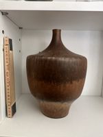 Große handgedrehte Studiokeramik-Vase mit kristalliner Braun