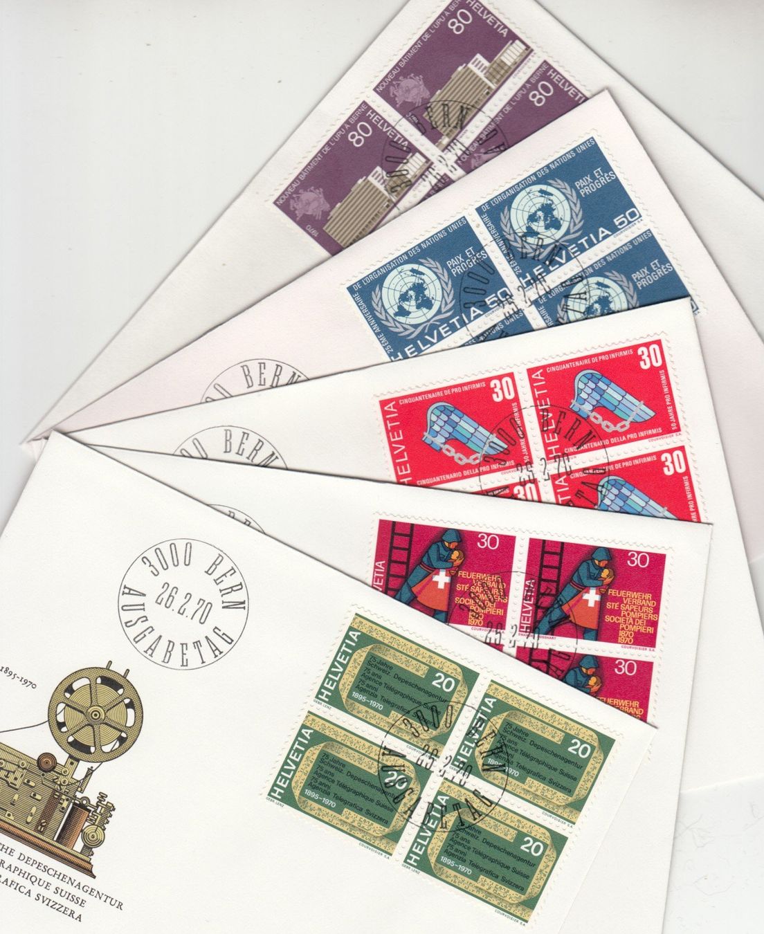 Tutti i francobolli: SBK 476 - 480 im 4er-Block FDC PTT – Usato da Bürglen TG venduto da StampGraf