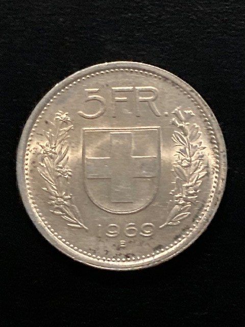 Tutti le monete: 5 Schweizer Franken 1969 Silber (RAR) – Usato da Tentlingen venduto da spider1