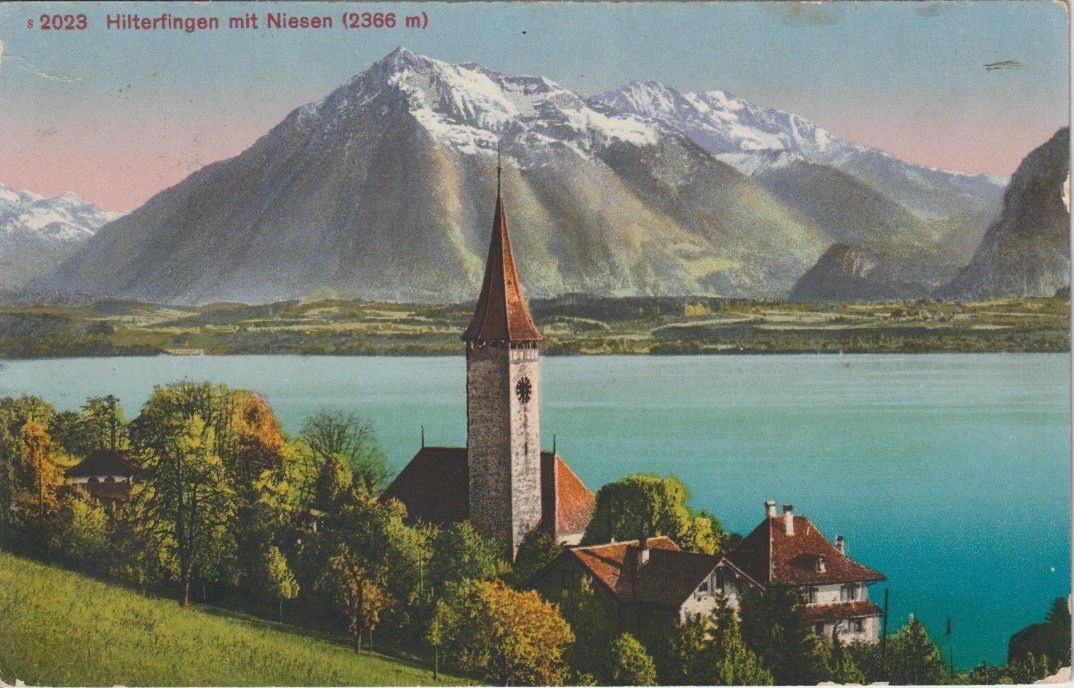 Cartoline postali: AB 151 Hilterfingen mit Niesen, 2366 m – Usato da Freienbach venduto da Bhaltis