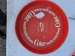 Coca-Cola Serviertablett rund rot Vintage Zustand gebraucht