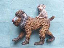 Mandrill Weibchen mit Baby Schleich Zoo Tier Figur