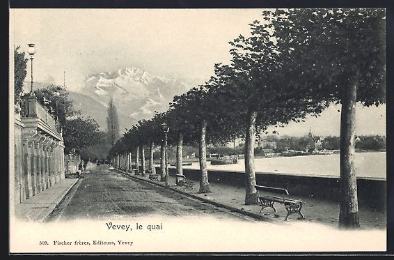 Cartoline postali: AK Vevey, Le quai – Usato da Berlin venduto da bartko-reher