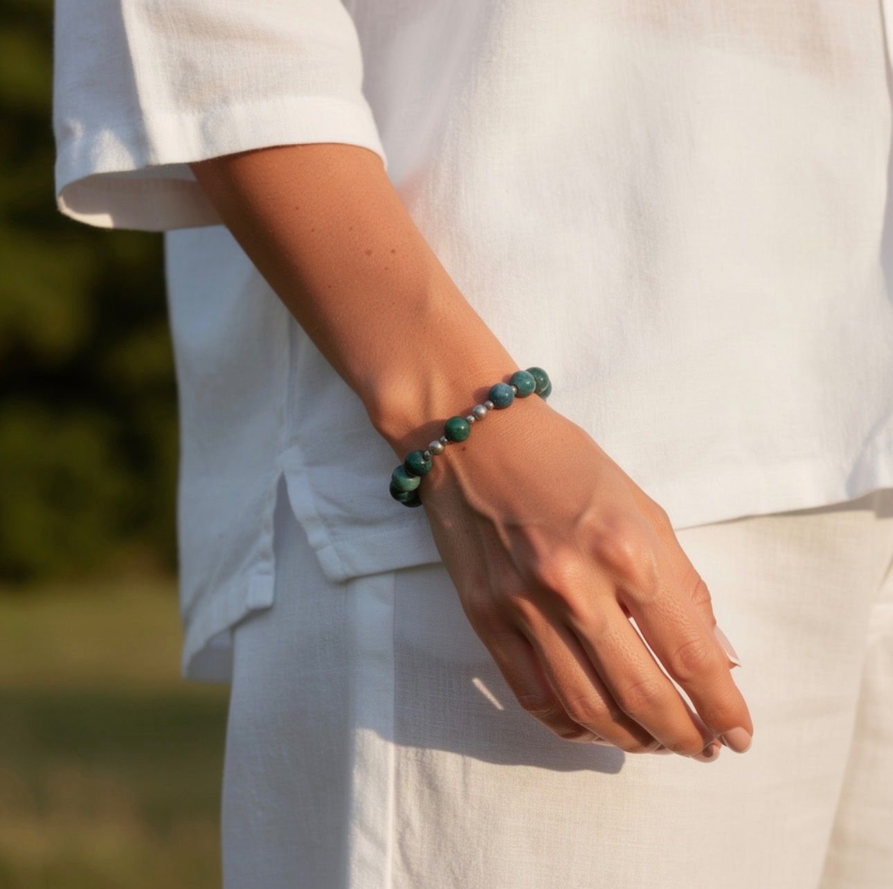 Bracciali & Braccialetti: Armband mit Jade und Silberkugeln – Nuovo e nell'imballaggio originale da Ruggell venduto da JadeShop 3