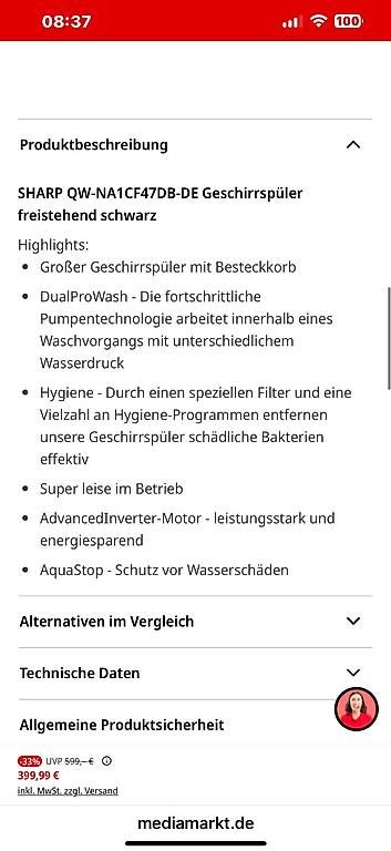 Lavastoviglie: Geschirrspüler Sharp schwarz  – Usato da Delemont venduto da Mellax75 4