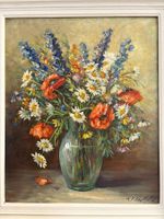 55.5 cm x64/ R. F. Leuthold/ Ölgemälde Sommerblumenstrauss
