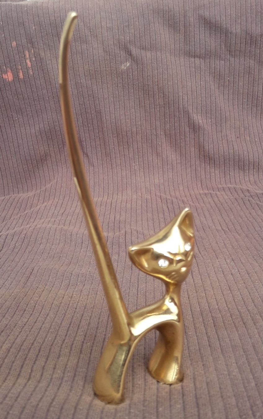 Statuette: Katzen-Figur Messing als Fingerringhalter oder Deko – Usato da Bern venduto da Delphin77 2