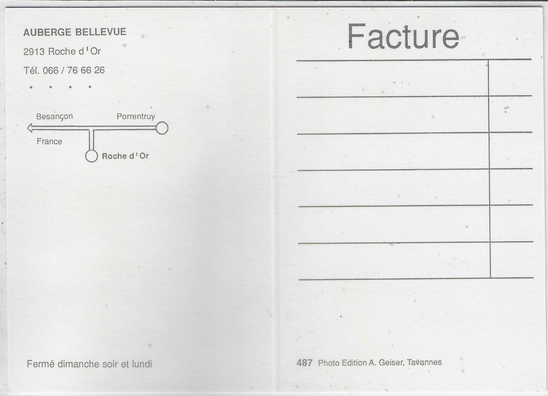 Cartoline postali: Auberge Bellevue - Roche d'Or – Usato da Ettingen venduto da Kartenplanet 1