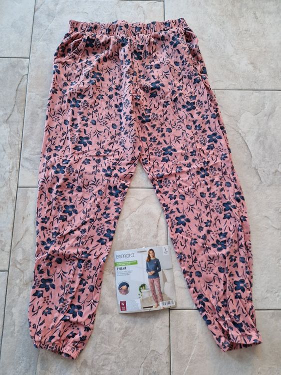 Pijama-Hose esmara, Grösse L, rosa mit Blumenmuster blau | Kaufen auf  Ricardo