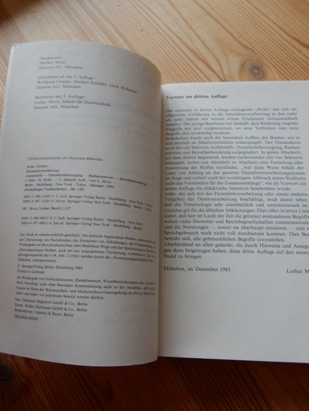 Bücher: antikes Buch: Hofer - Datenfernverarbeitung Springer Verlag – Neu (gemäss Beschreibung) aus Jona von JOberg_25 5