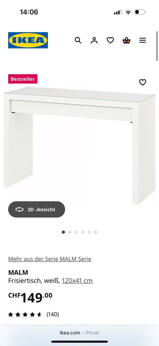 Ikea Tavoli da trucco: Schminktisch Malm – Usato da Oberentfelden venduto da TKA9 4