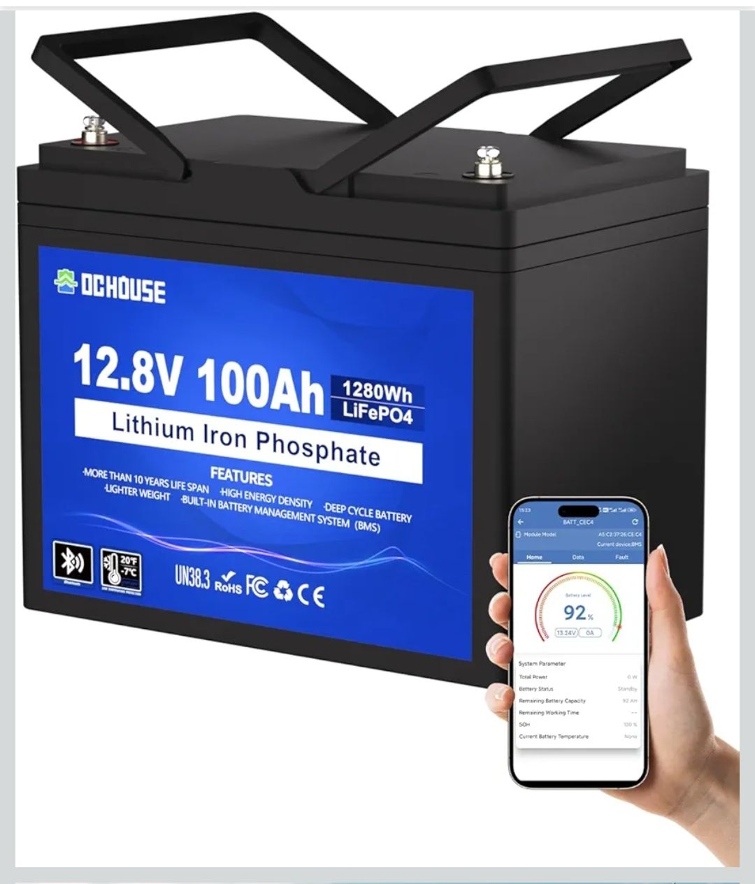 Solargeräte und Solarprodukte: Bluetooth LiFePO4 12V 100Ah Lithium Batterie mit 100A – Neu und originalverpackt aus Rickenbach LU von cornel66