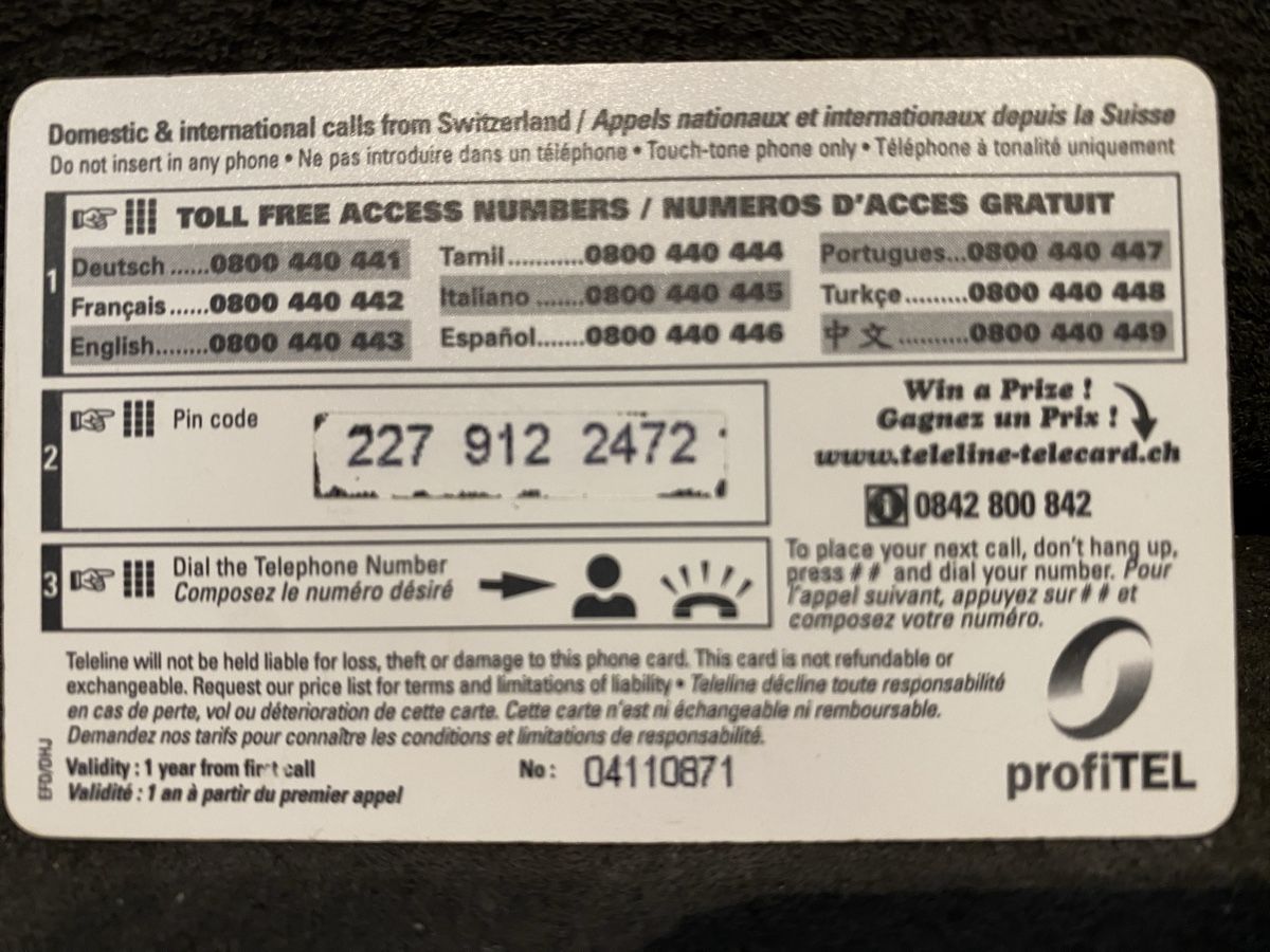 Cartes de téléphone: Teleline – D'occasion à Lausanne par babacard10 1