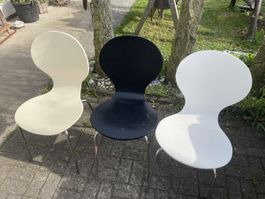 3er Set Designer Stühle, Holz, Metall - Skandinavisch leicht