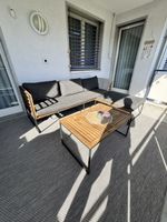 Lounge Set Gartensofa mit Tisch Metall Holz