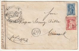 Zensurierter R-Brief aus Tessaloniki Griechenland n. Grüneck