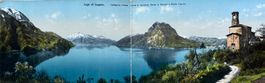 Panorama Karte, Doppelkarte (9 x 28 cm) - Lago di Lugano