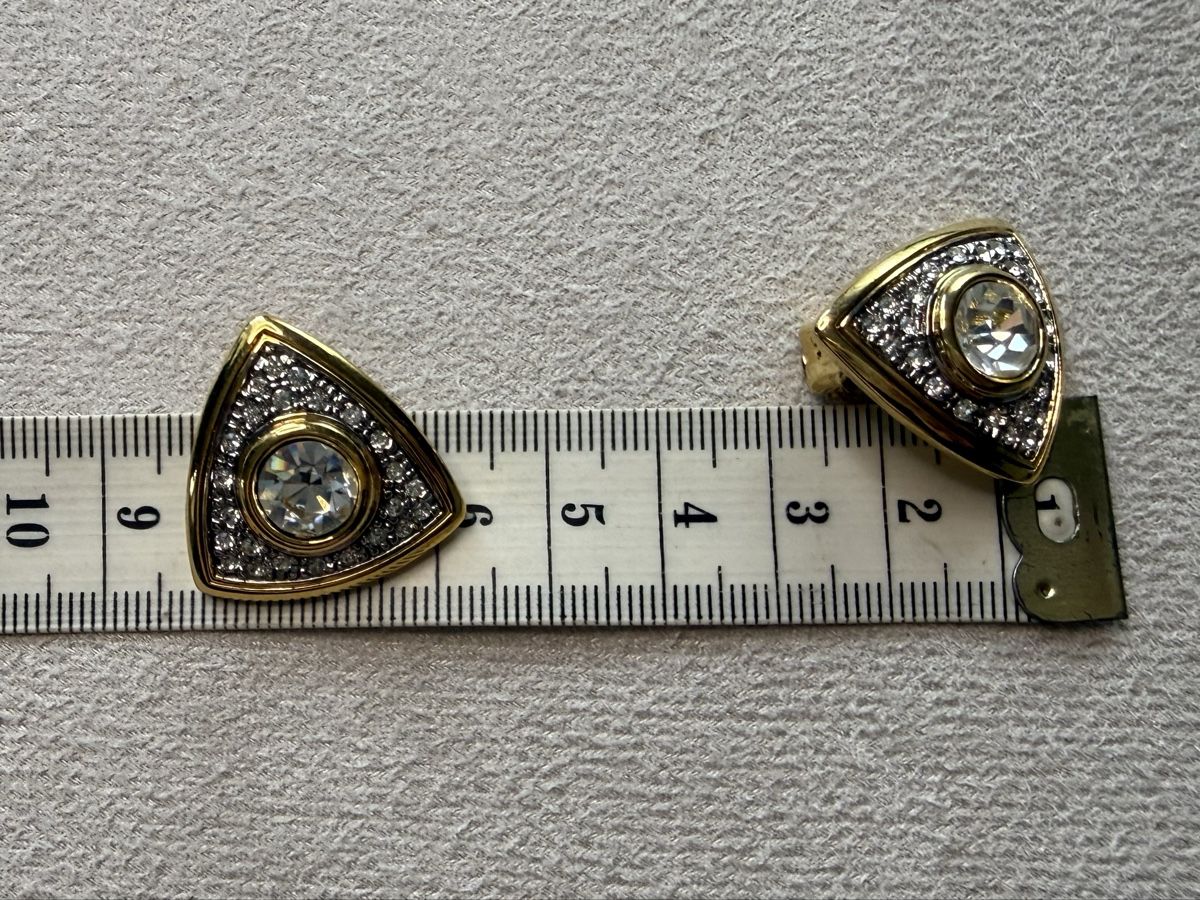 Orecchini pendenti & Orecchini a lobo: Clips Ohrringe mit Strasssteinen, dreieckig – Usato da Lamone venduto da LaCantinaMagica 6