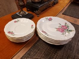 Waldershof Porzellan Teller Set, Goldrand