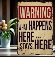 Metallschild Warning What happend here 30cm × 20cm / Bild