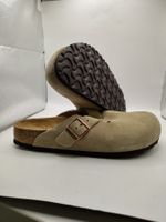 Birkenstock - Boston Veloursleder Narrow - Taupe Gr. 41
