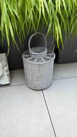 Garten Laterne grau mit Henkel für Kerze oder Pflanze