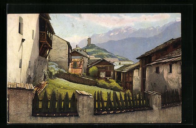 Cartoline postali: AK Ardez, Ortspartie mit Steinsberg – Usato da Berlin venduto da bartko-reher