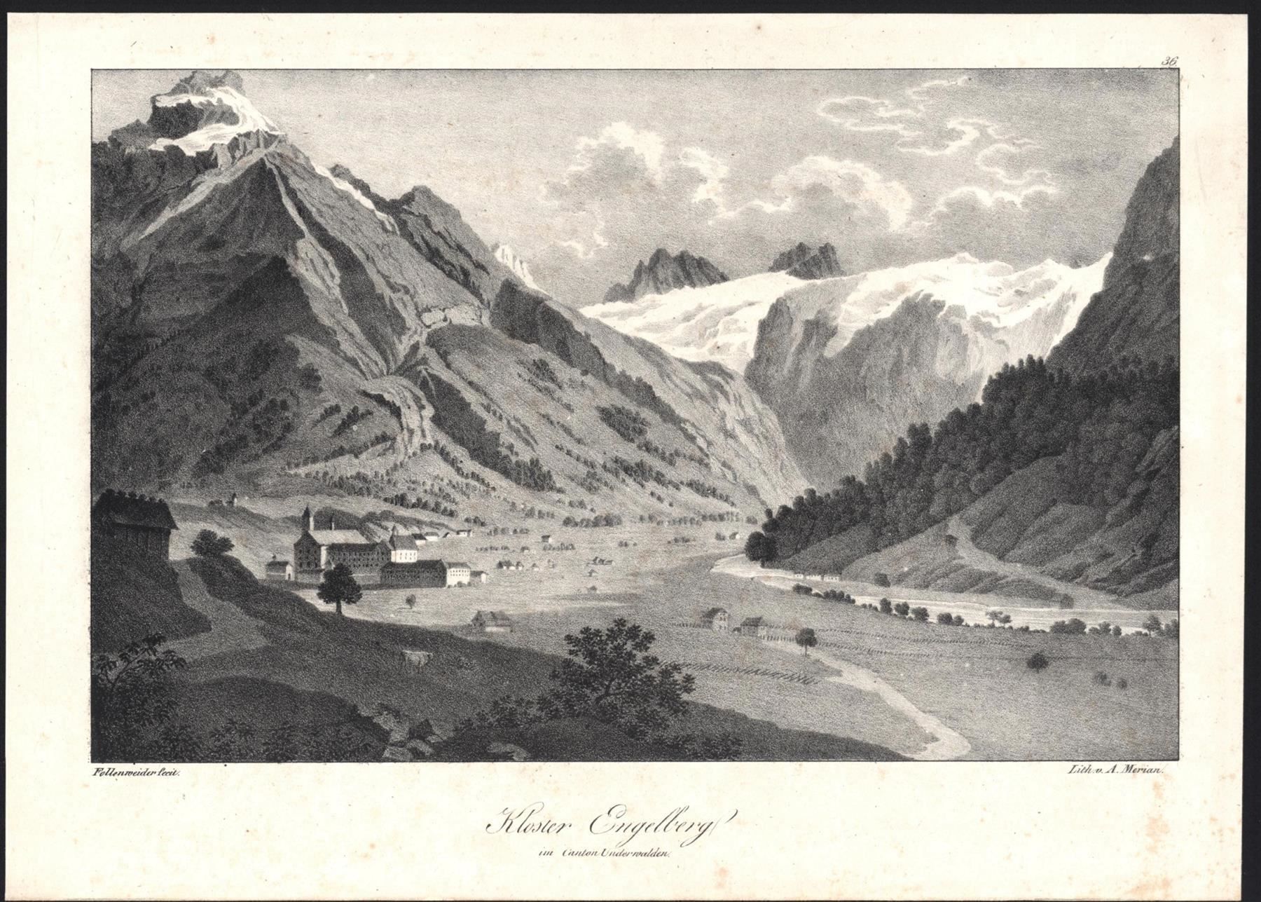 Gravures: Engelberg Kloster Lithographie – D'occasion à Rafz par Helvet32