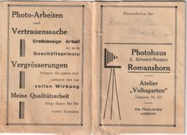 Romanshorn-Photohaus E.Schwarz Mappe mit Photo Keller Uttwil
