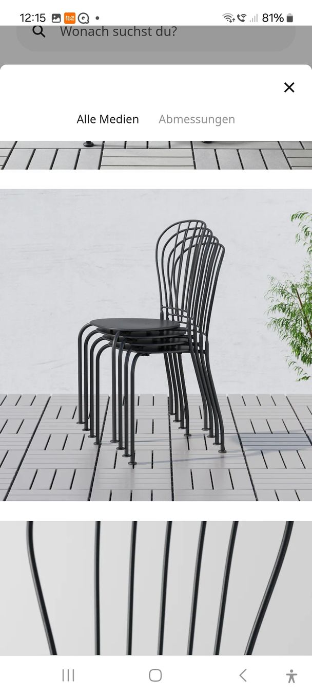 24 IKEA Läckö Gartenstuhl schwarz Metallstuhl Outdoorstuhl (Usato