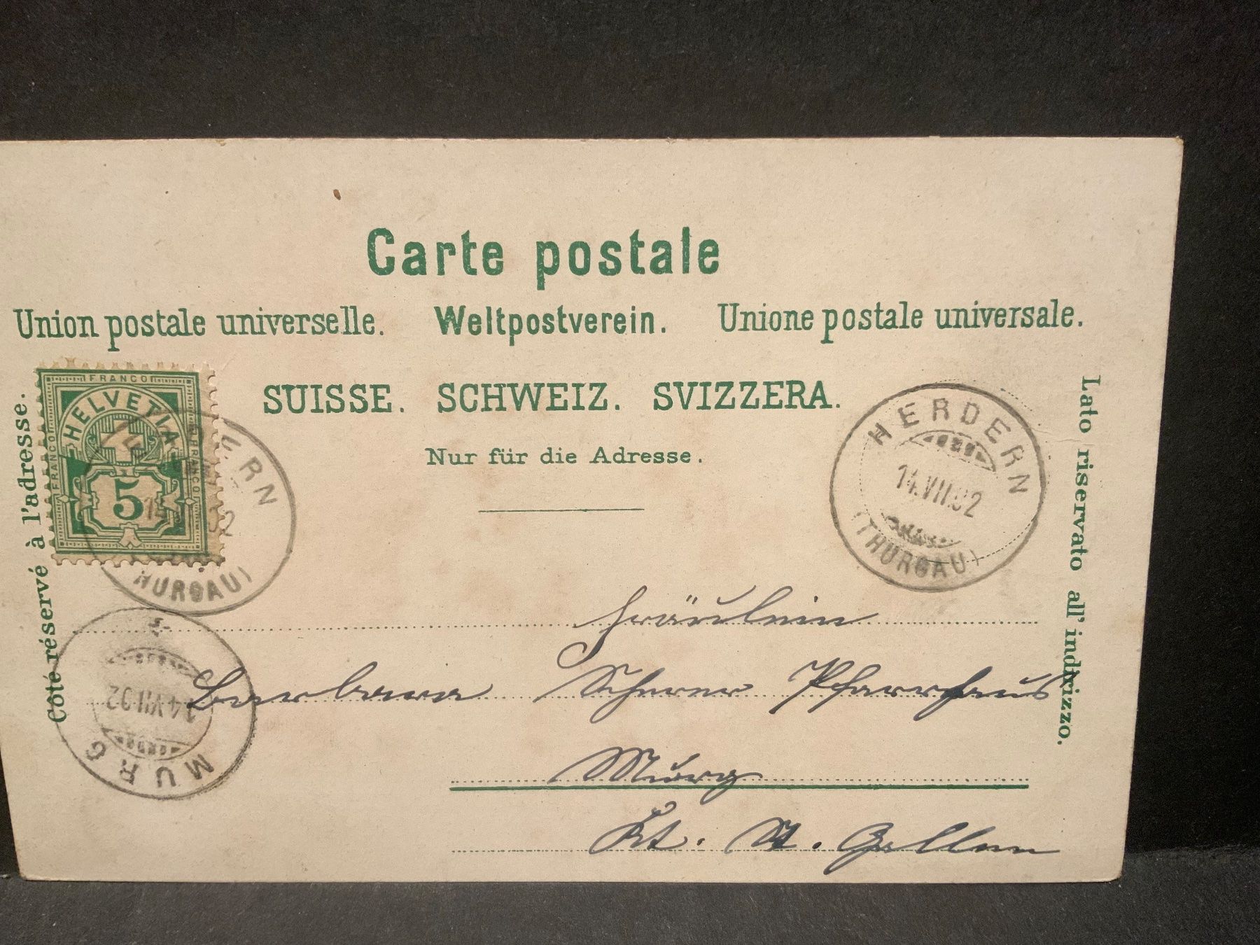 Cartoline postali: AK HERDERN   1902 – Usato da Wila venduto da 7churfirsten 1