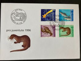 Schweiz 1996 Ersttagsbrief Satz Pro Juventute Tiere