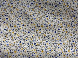 Tissu coton blanc imprimé fleurs