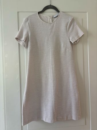 MNG Cream Textured Mini Dress Size S, Elegant & Chic!
