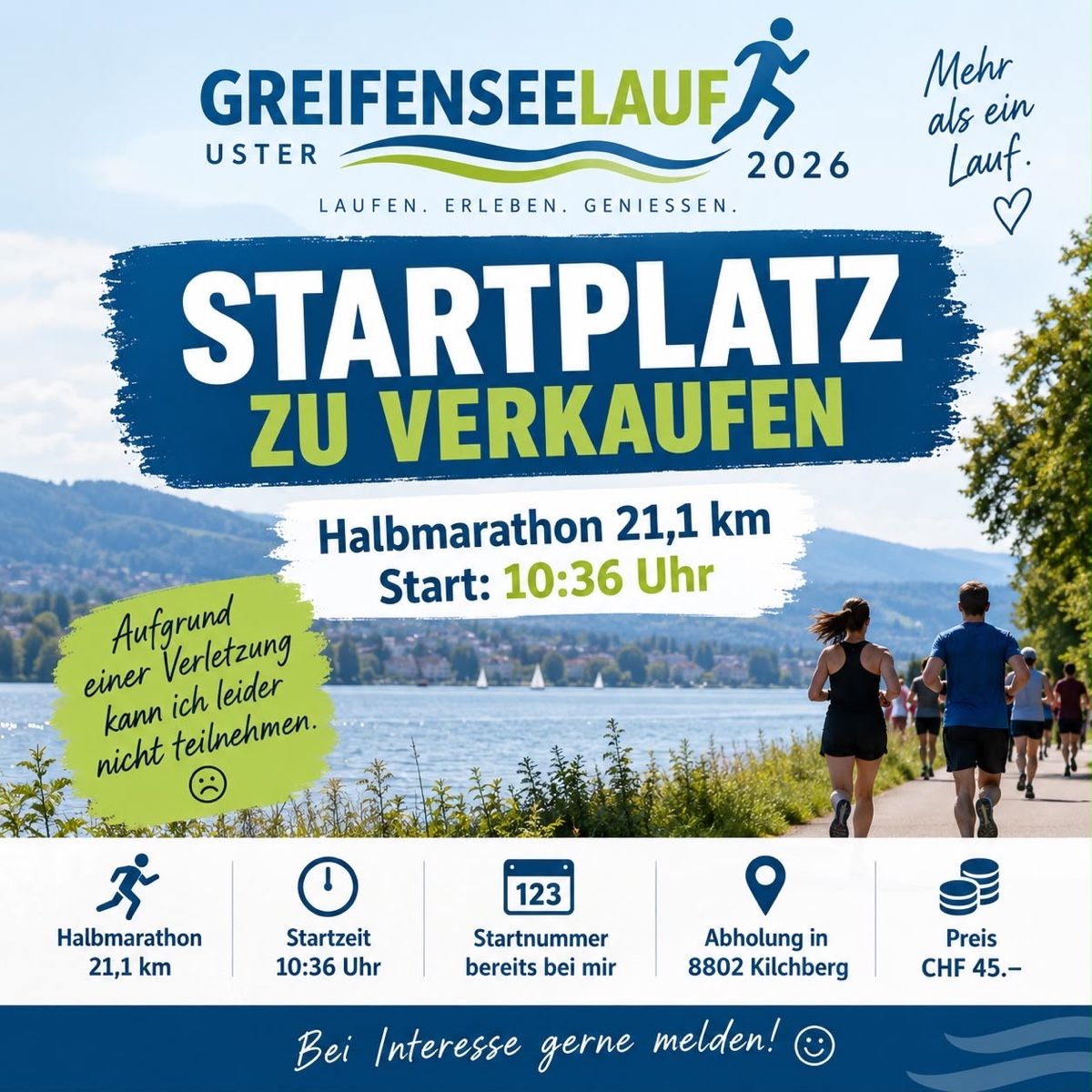 Biglietti: Startplatz Greifenseelauf 19.09.2026 – Nuovo e nell'imballaggio originale da Zürich venduto da lindalaura