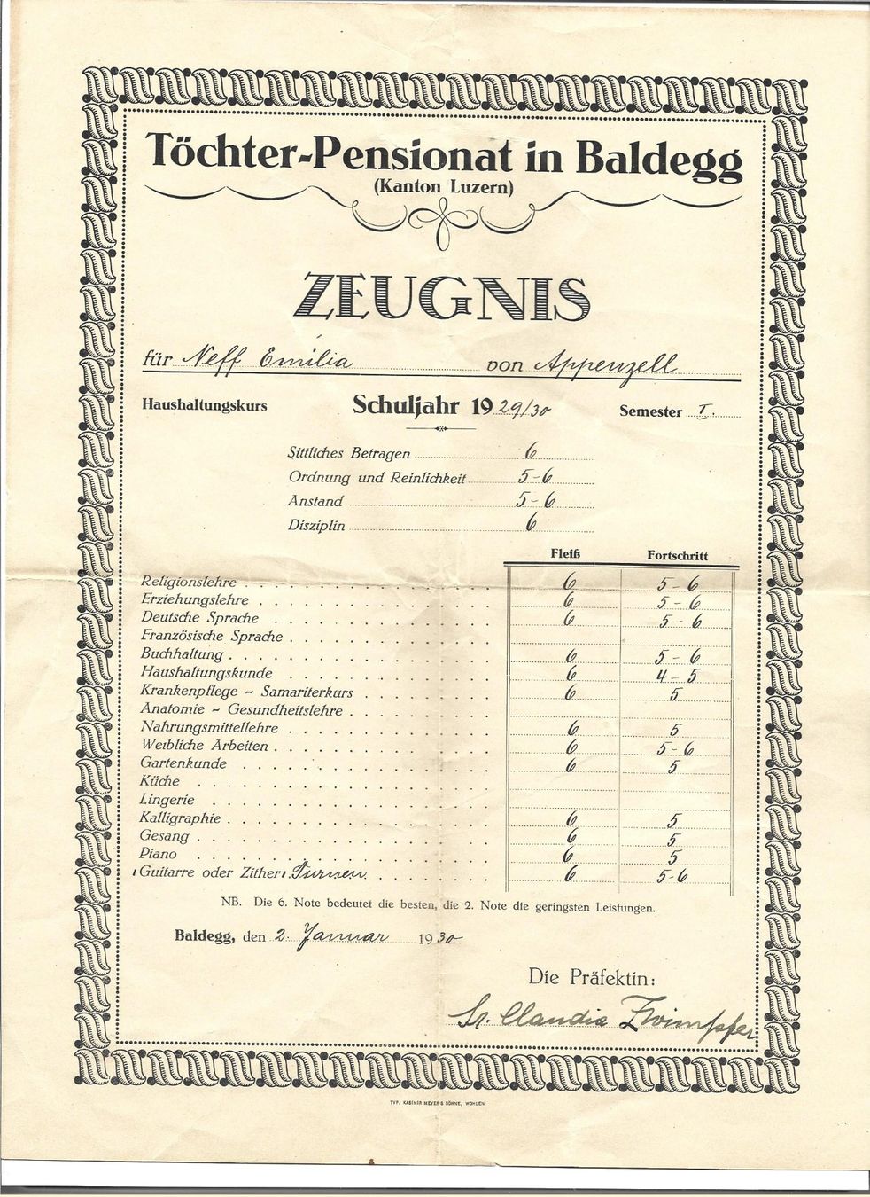 Dokumente: Altes Zeugnis – Gebraucht aus Appenzell von mai25