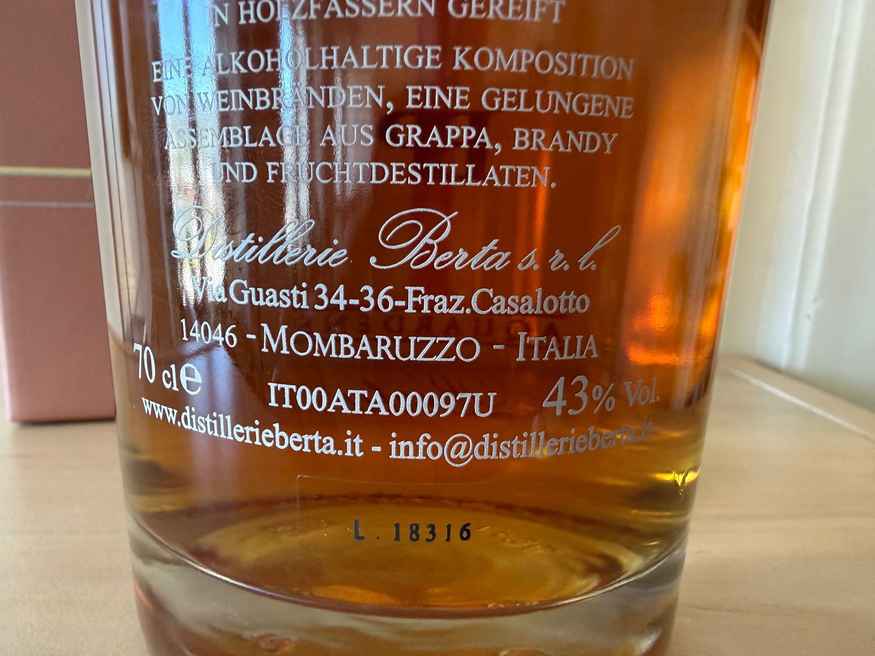 Berta Spirituosen: Grappa Berta Acquavite Composita P. Berta 43% – Neu und originalverpackt aus Wöschnau von Vinsale 4