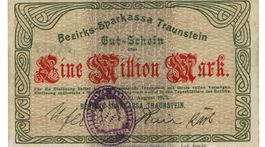 Traunstein 1 Mil.Mark+Stempel 10.08.1923 SS++-VZ