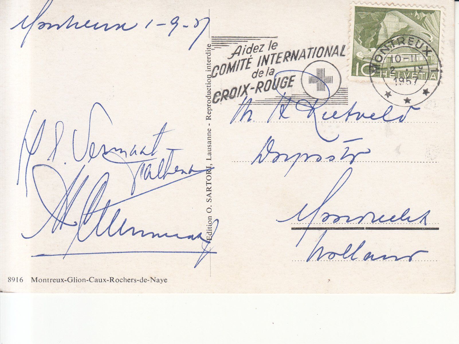 Cartoline postali: Motreux 1957 – Usato da Bürglen TG venduto da StampGraf 1